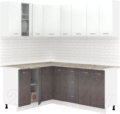 Готовая кухня Кортекс-мебель Корнелия Лира 1.5x1.9 (белый/береза/марсель)
