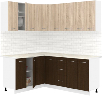 Готовая кухня Кортекс-мебель Корнелия Лира 1.5x1.9 (дуб сонома/венге/королевский опал) - 