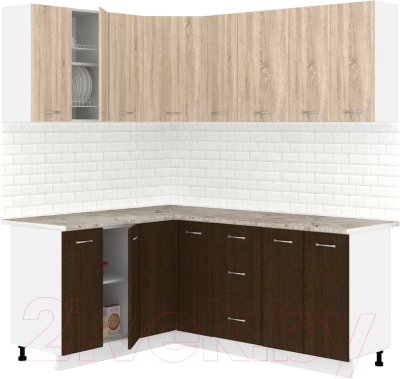 Готовая кухня Кортекс-мебель Корнелия Лира 1.5x1.9 (дуб сонома/венге/марсель)