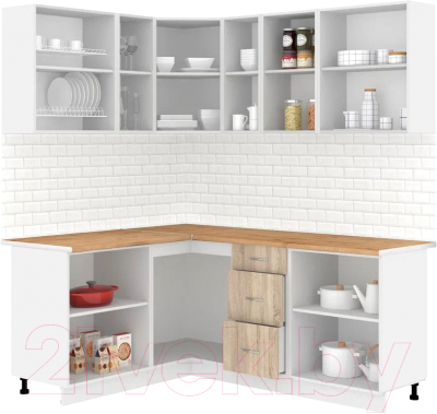 Готовая кухня Кортекс-мебель Корнелия Лира 1.5x1.9 (дуб сонома/дуб бунратти)
