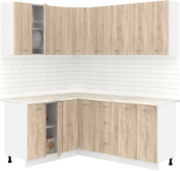 Готовая кухня Кортекс-мебель Корнелия Лира 1.5x1.9 (дуб сонома/королевский опал) - 