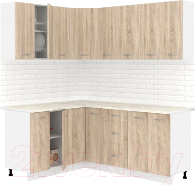 Готовая кухня Кортекс-мебель Корнелия Лира 1.5x1.9 (дуб сонома/королевский опал)