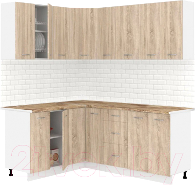 Готовая кухня Кортекс-мебель Корнелия Лира 1.5x1.9 (дуб сонома/мадрид)