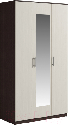 Шкаф Genesis Мебель Светлана 3 двери с зеркалом (венге/дуб молочный)
