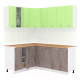Готовая кухня Кортекс-мебель Корнелия Лира 1.5x1.9 (зеленый/оникс/дуб бунратти) - 