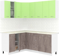 Готовая кухня Кортекс-мебель Корнелия Лира 1.5x1.9 (зеленый/оникс/королевский опал) - 