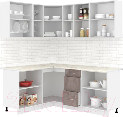 Готовая кухня Кортекс-мебель Корнелия Лира 1.5x1.9 (зеленый/оникс/королевский опал)