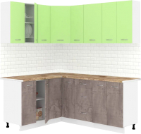 Готовая кухня Кортекс-мебель Корнелия Лира 1.5x1.9 (зеленый/оникс/мадрид) - 