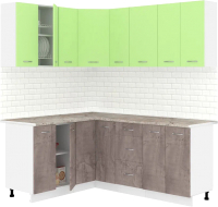 Кухонный гарнитур Кортекс-мебель Корнелия Лира 1.5x1.9 (зеленый/оникс/марсель) - 