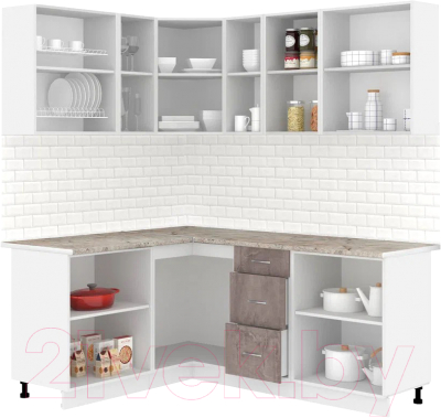 Готовая кухня Кортекс-мебель Корнелия Лира 1.5x1.9 (зеленый/оникс/марсель)