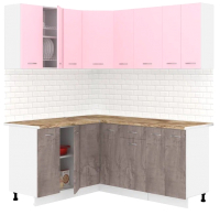 Готовая кухня Кортекс-мебель Корнелия Лира 1.5x1.8 (розовый/оникс/мадрид) - 