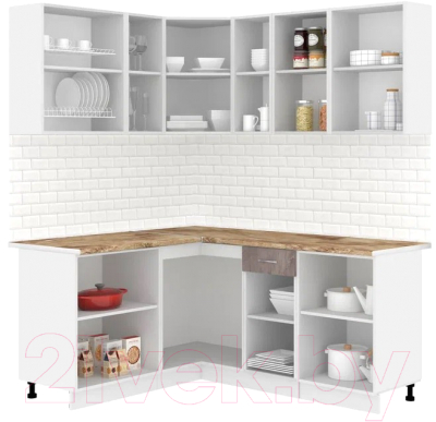 Готовая кухня Кортекс-мебель Корнелия Лира 1.5x1.8 (розовый/оникс/мадрид)