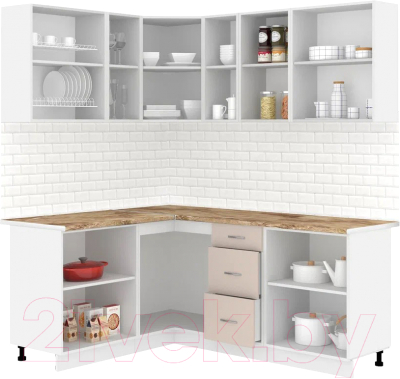 Готовая кухня Кортекс-мебель Корнелия Лира 1.5x1.9 (крем/капучино/мадрид)
