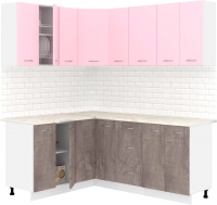 Готовая кухня Кортекс-мебель Корнелия Лира 1.5x1.9 (розовый/оникс/королевский опал) - 