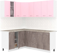 Готовая кухня Кортекс-мебель Корнелия Лира 1.5x1.9 (розовый/оникс/марсель) - 