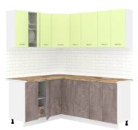 Кухонный гарнитур Кортекс-мебель Корнелия Лира 1.5x1.9 (салатовый/оникс/мадрид) - 