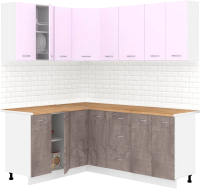 Готовая кухня Кортекс-мебель Корнелия Лира 1.5x1.9 (сирень/оникс/дуб бунратти) - 