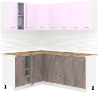 Готовая кухня Кортекс-мебель Корнелия Лира 1.5x1.9 (сирень/оникс/мадрид) - 