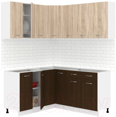 Готовая кухня Кортекс-мебель Корнелия Лира 1.5x1.9 без столешницы (дуб сонома/венге)