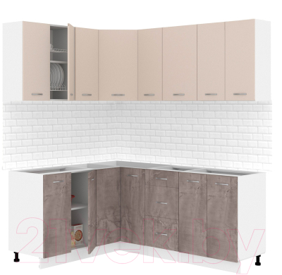 Готовая кухня Кортекс-мебель Корнелия Лира 1.5x1.9 без столешницы (капучино/оникс)