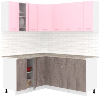 Кухонный гарнитур Кортекс-мебель Корнелия Лира 1.5x1.8 (розовый/оникс/марсель) - 