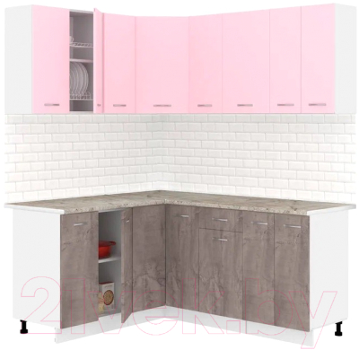 Готовая кухня Кортекс-мебель Корнелия Лира 1.5x1.8 (розовый/оникс/марсель)