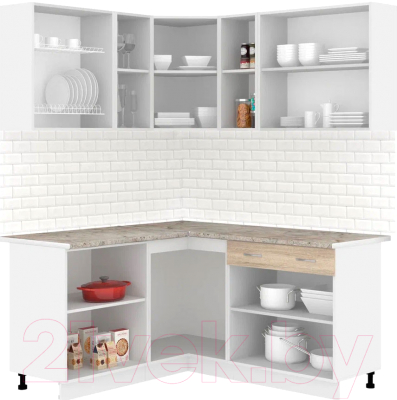 Кухонный гарнитур Кортекс-мебель Корнелия Лира 1.5x2.0 (дуб сонома/марсель)