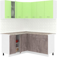 Кухонный гарнитур Кортекс-мебель Корнелия Лира 1.5x2.0 (зеленый/оникс/марсель) - 