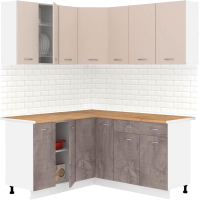Кухонный гарнитур Кортекс-мебель Корнелия Лира 1.5x2.0 (капучино/оникс/дуб бунратти) - 