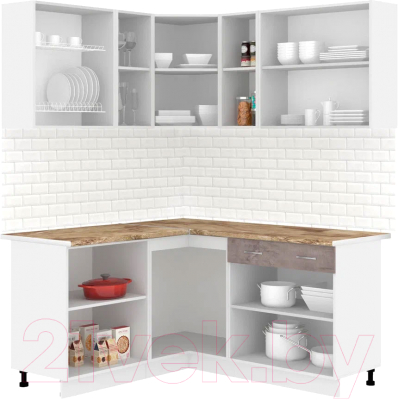Готовая кухня Кортекс-мебель Корнелия Лира 1.5x2.0 (крем/оникс/мадрид)