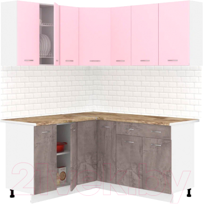 Кухонный гарнитур Кортекс-мебель Корнелия Лира 1.5x2.0 (розовый/оникс/мадрид)