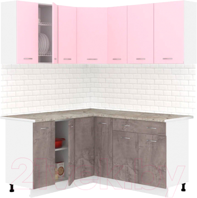 Кухонный гарнитур Кортекс-мебель Корнелия Лира 1.5x2.0 (розовый/оникс/марсель)