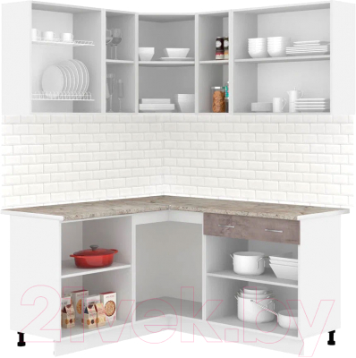 Кухонный гарнитур Кортекс-мебель Корнелия Лира 1.5x2.0 (розовый/оникс/марсель)