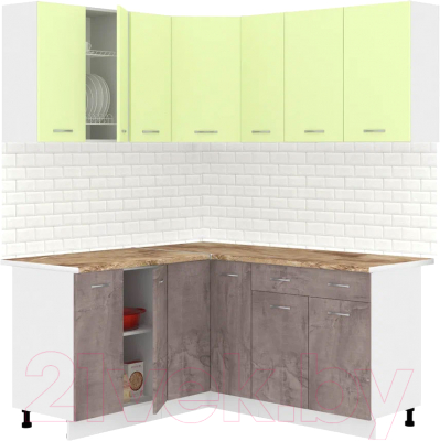 Готовая кухня Кортекс-мебель Корнелия Лира 1.5x2.0 (салатовый/оникс/мадрид)