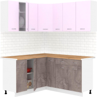 Кухонный гарнитур Кортекс-мебель Корнелия Лира 1.5x2.0 (сирень/оникс/дуб бунратти) - 