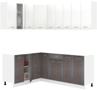 Кухонный гарнитур Кортекс-мебель Корнелия Лира 1.5x2.0 без столешницы (белый/береза) - 