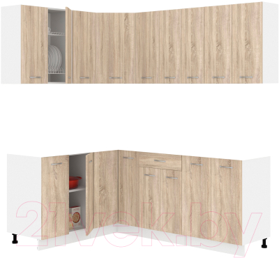Готовая кухня Кортекс-мебель Корнелия Лира 1.5x2.0 без столешницы (дуб сонома)