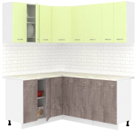 Готовая кухня Кортекс-мебель Корнелия Лира 1.5x1.8 (салатовый/оникс/королевский опал) - 
