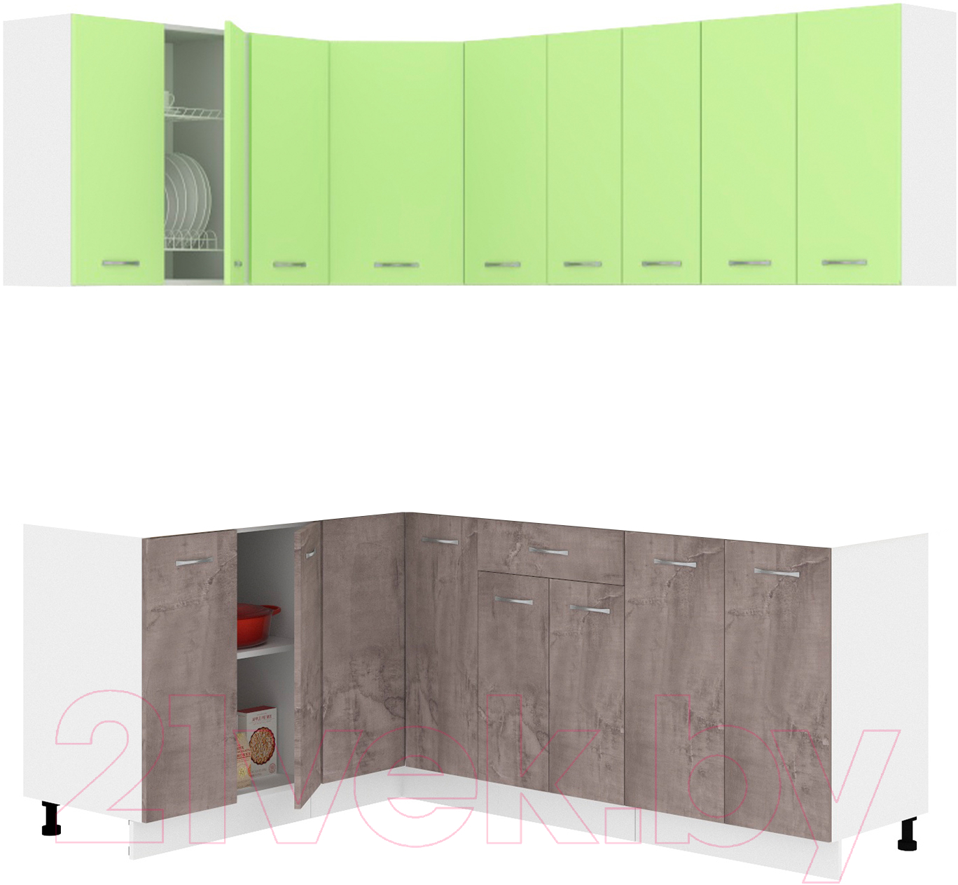 Готовая кухня Кортекс-мебель Корнелия Лира 1.5x2.0 без столешницы