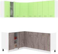 Кухонный гарнитур Кортекс-мебель Корнелия Лира 1.5x2.0 без столешницы (зеленый/оникс) - 