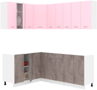 Кухонный гарнитур Кортекс-мебель Корнелия Лира 1.5x2.0 без столешницы (розовый/оникс) - 