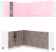 Готовая кухня Кортекс-мебель Корнелия Лира 1.5x2.0 без столешницы (розовый/оникс) - 