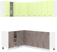 Готовая кухня Кортекс-мебель Корнелия Лира 1.5x2.0 без столешницы (салатовый/оникс) - 