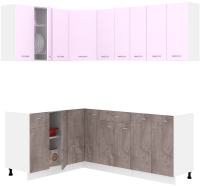 Кухонный гарнитур Кортекс-мебель Корнелия Лира 1.5x2.0 без столешницы (сирень/оникс) - 