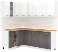 Кухонный гарнитур Кортекс-мебель Корнелия Лира 1.5x2.1 (белый/береза/дуб бунратти) - 