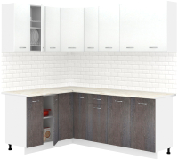 Готовая кухня Кортекс-мебель Корнелия Лира 1.5x2.1 (белый/береза/королевский опал) - 