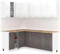 Готовая кухня Кортекс-мебель Корнелия Лира 1.5x2.1 (белый/береза/мадрид) - 