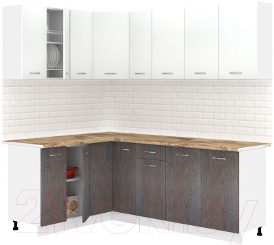 Готовая кухня Кортекс-мебель Корнелия Лира 1.5x2.1 (белый/береза/мадрид)