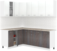 Кухонный гарнитур Кортекс-мебель Корнелия Лира 1.5x2.1 (белый/береза/марсель) - 