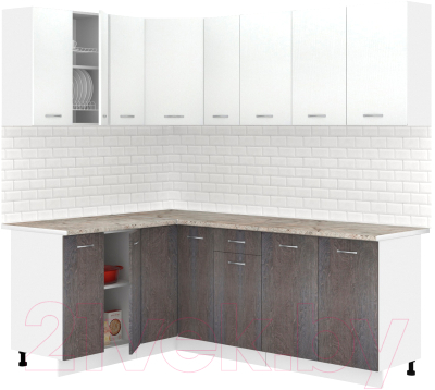 Готовая кухня Кортекс-мебель Корнелия Лира 1.5x2.1 (белый/береза/марсель)
